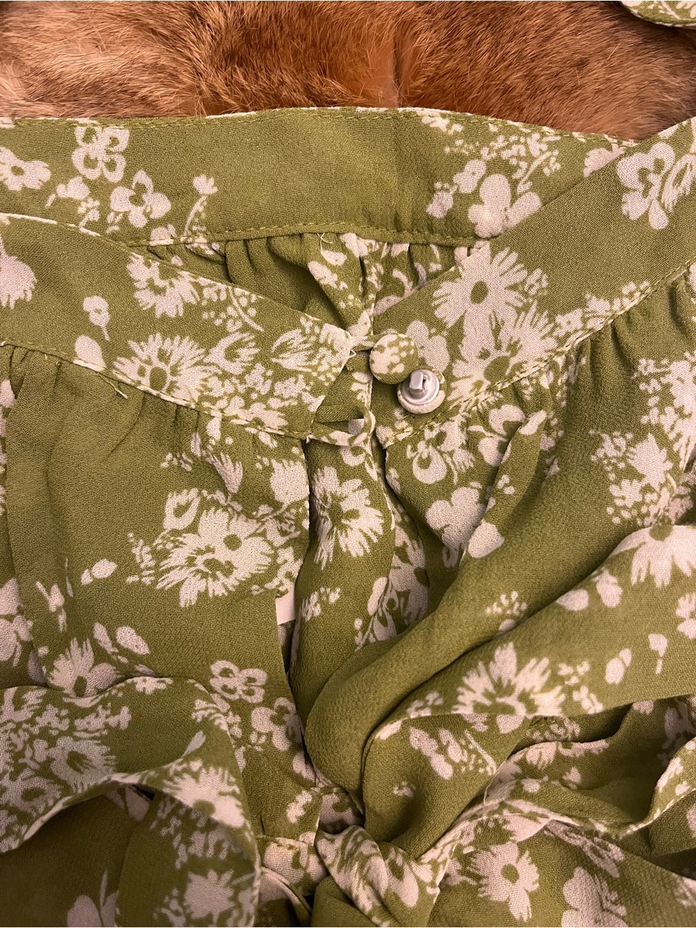 Reformation Green Floral Tie-Back Puff Sleeve Crop Top - Picture 4 of 6